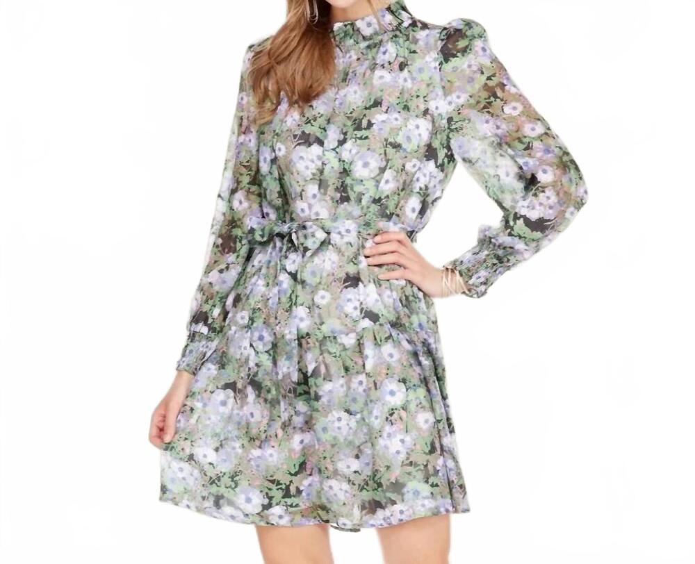 NEW JADE hidden garden ruffle neck and hem dress in green